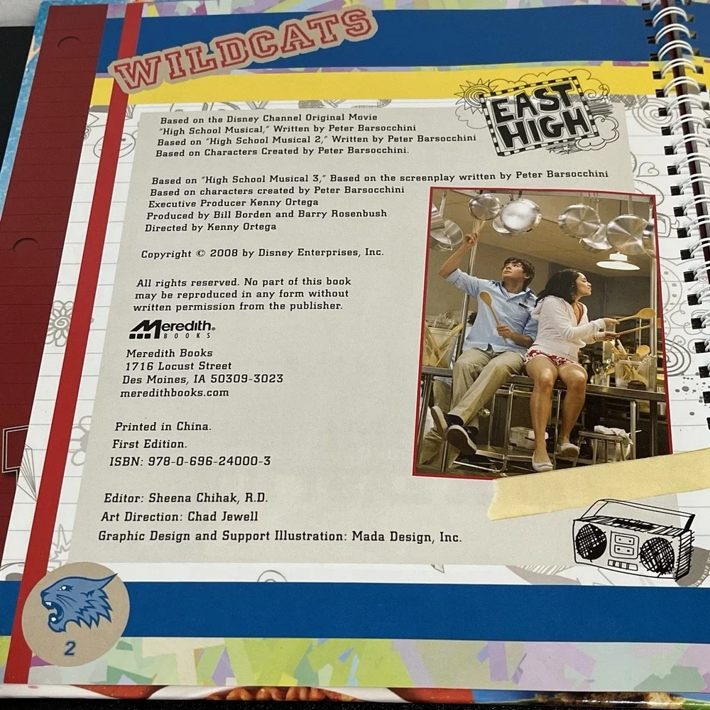 High School Musical COOKBOOK Awesome Eats East High 2008 1st Edition Spiral Book